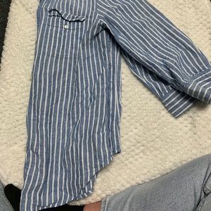 Chaps blue pin stripped long sleeve